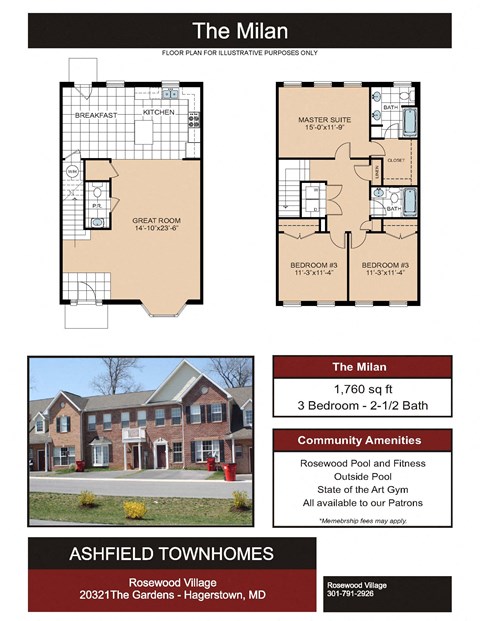 The-Milan Floor Plan at Rosewood Village, Hagerstown, MD