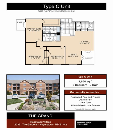 Type C Floor Plan at Rosewood Village, Hagerstown