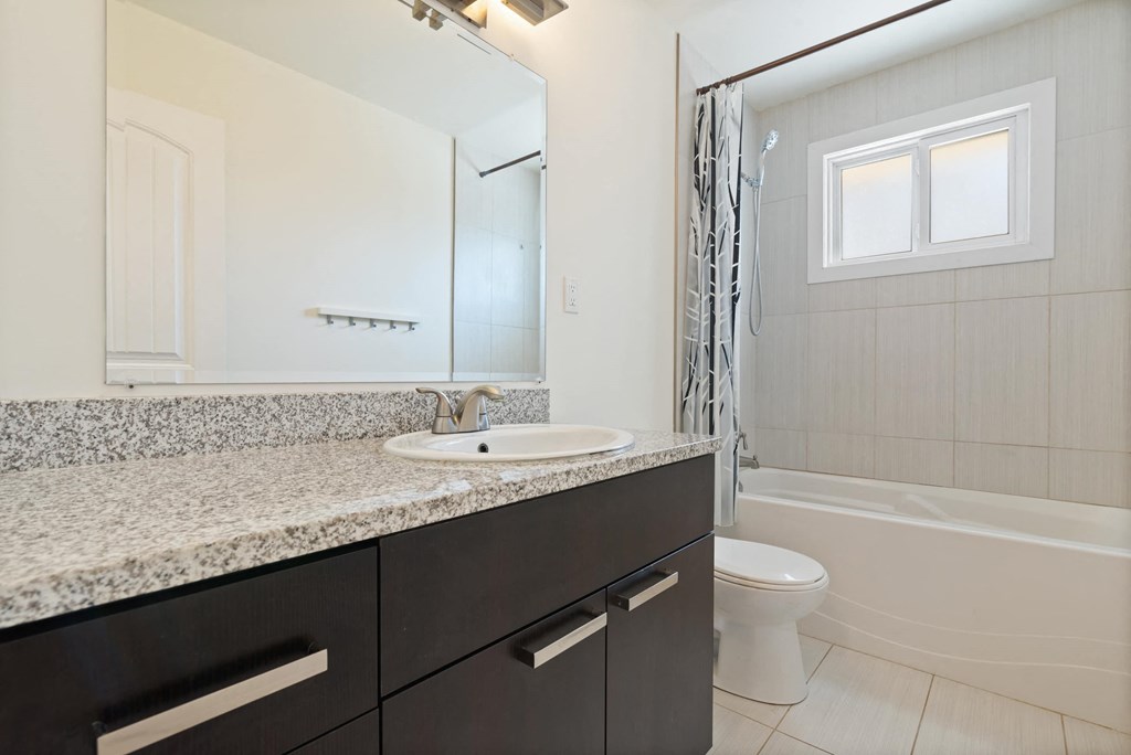 a bathroom with a sink and a toilet and a shower