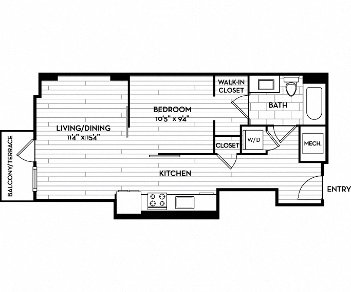 The Camille Apartments - Bethesda, MD - Junior 1 Bed Floor Plan