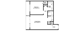 1 Bed, 1 Bath (Large)