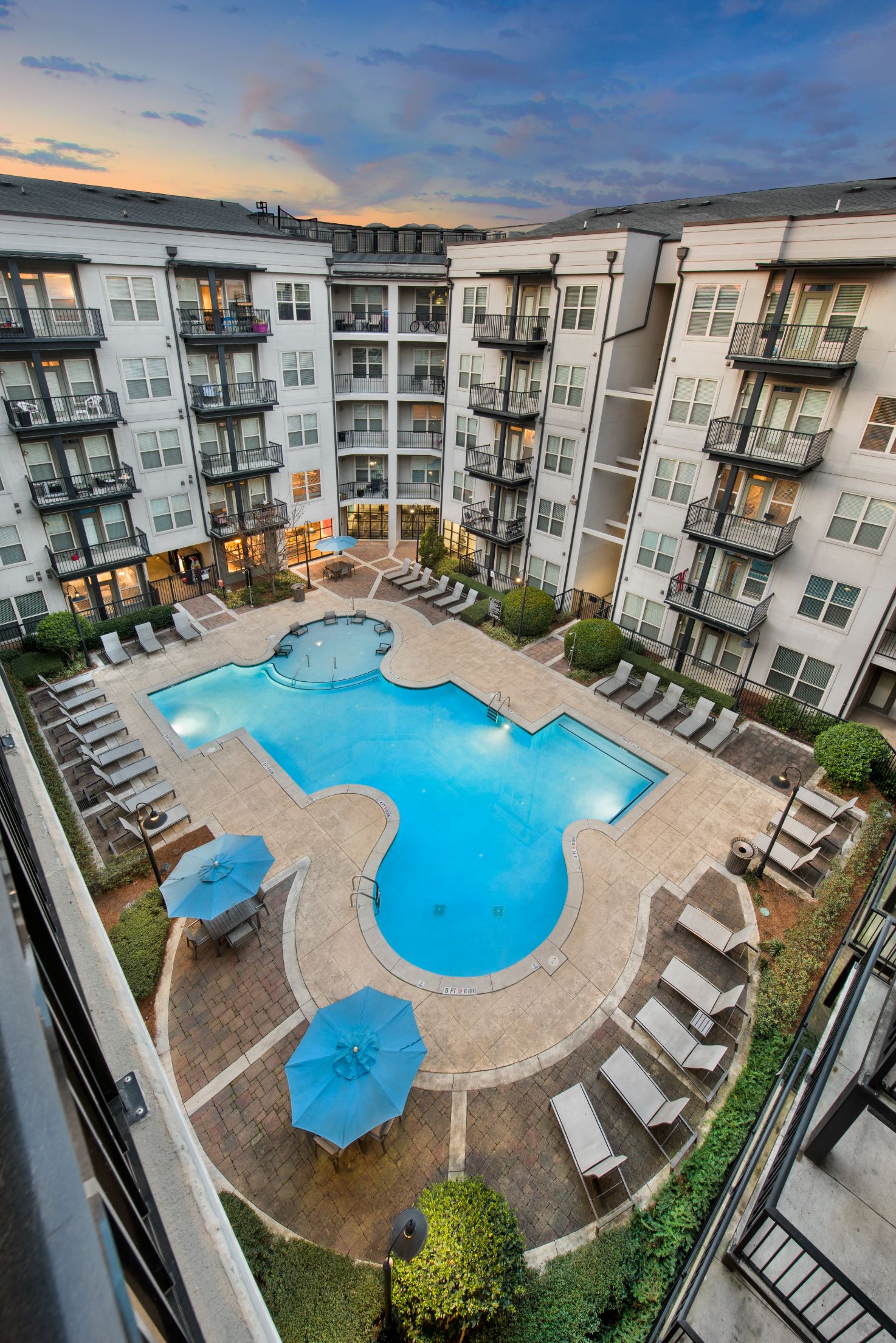 Porter Westside Pool Evening Aerial