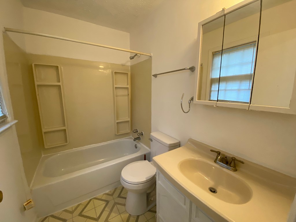 A white toilet sits next to a sink in a bathroom.