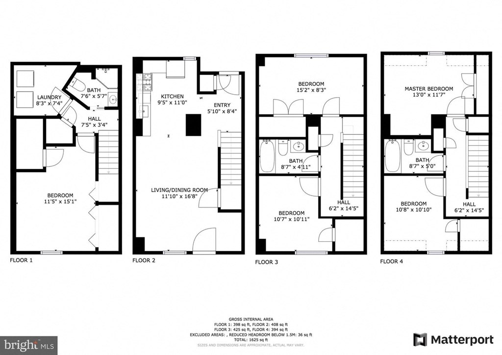 a floor plan of three different floors of a house
