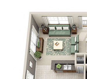 Foster 3D. 2 bedroom apartment. Kitchen with bartop open to living/dinning rooms. 2 full bathrooms, shower stall in guest. Walk-in closets. Patio/balcony.