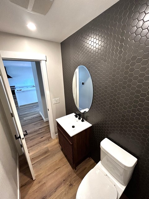 a bathroom with a toilet and a sink and a mirror