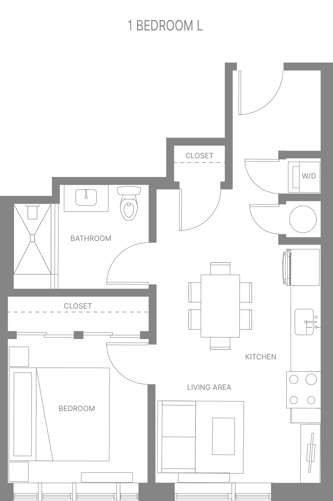 One BR L Floorplan