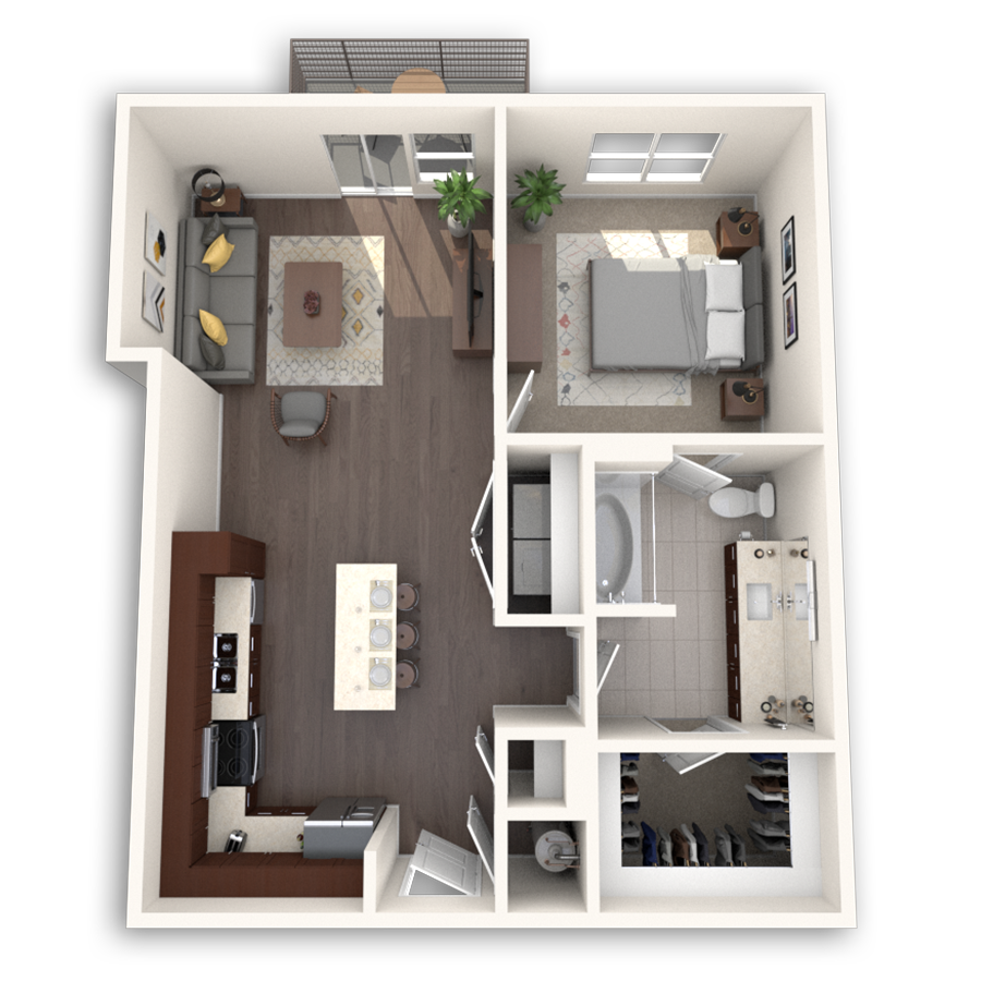 3D floor plan image of the A3 unit.