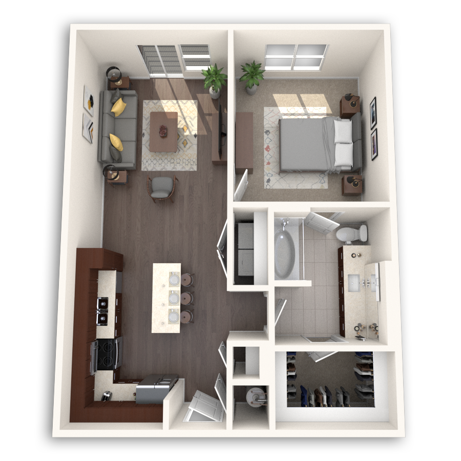 3D floor plan image of the A4 unit.