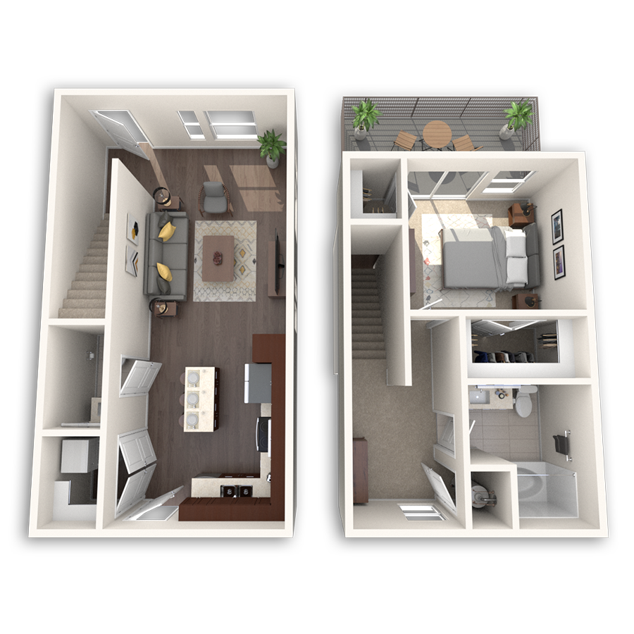 3D floor plan image of the A5 unit.