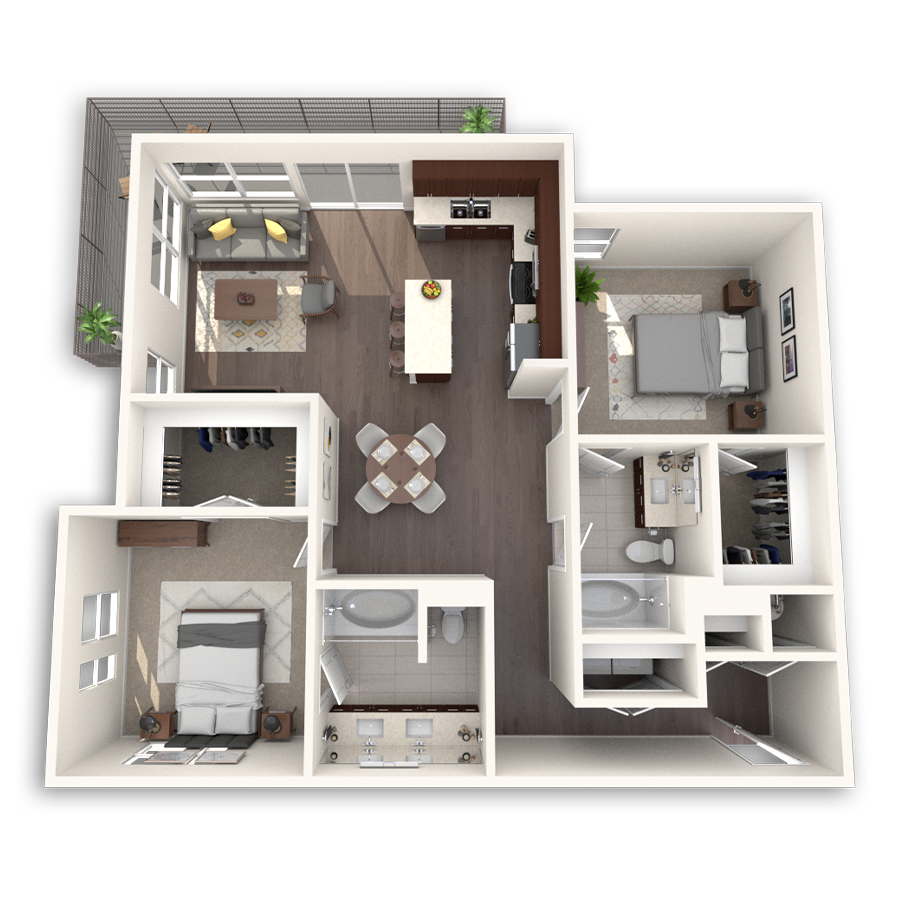 3D floor plan image of the B4 unit.