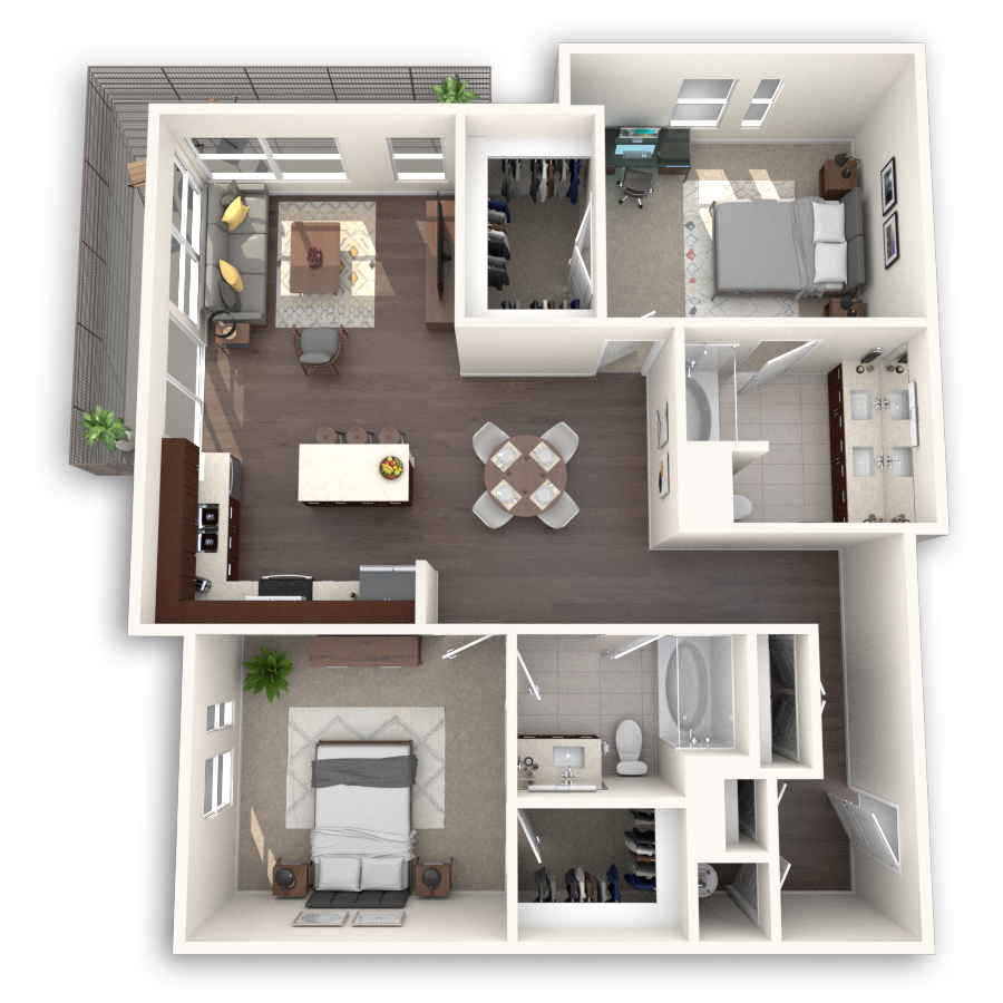 3D floor plan image of the B5 unit.