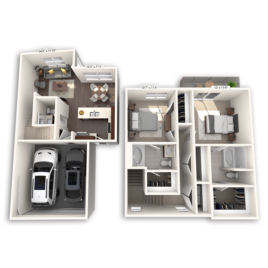 3D floor plan image of the B6 unit.