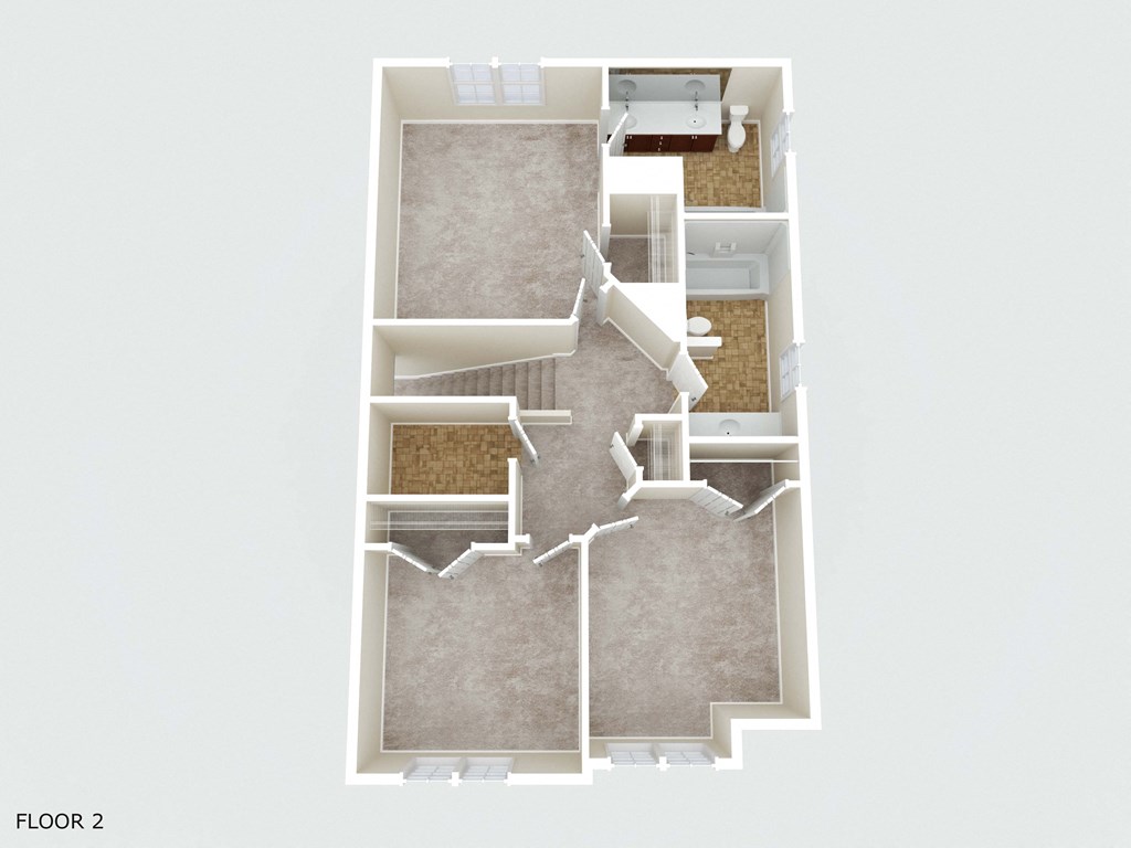 a floor plan of a house with brown carpet and white walls