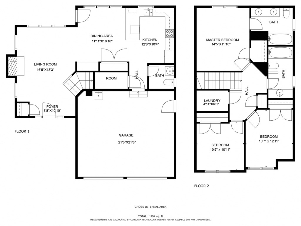 a floor plan of two floors of a house with two bedrooms and a living room