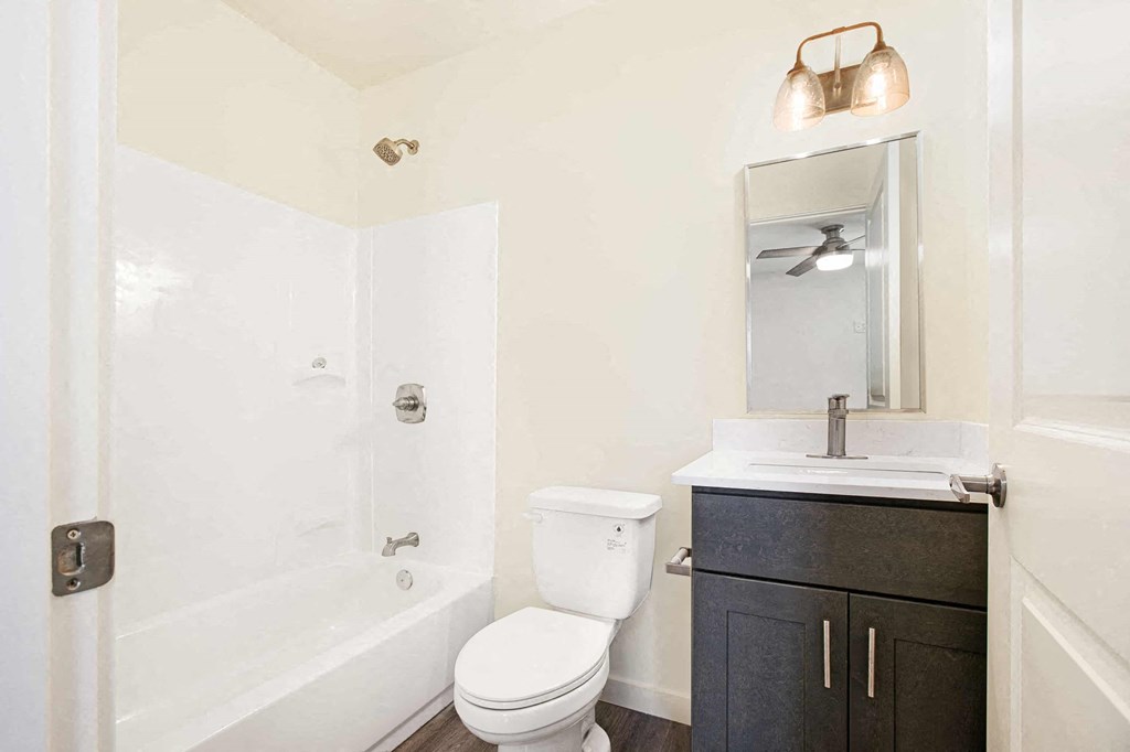 a bathroom with a toilet and a sink and a bath tub
