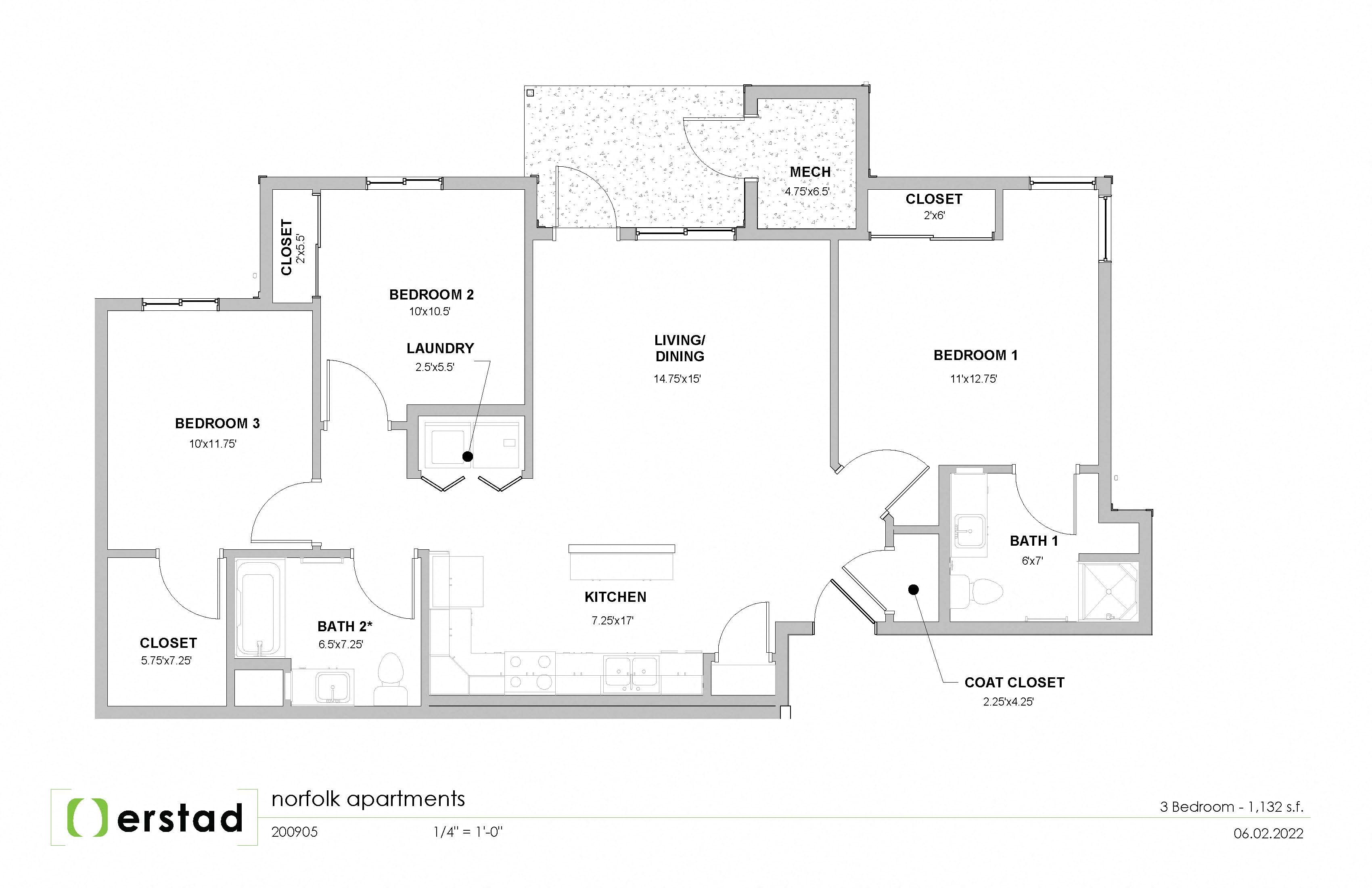 Three Bedrooms - 3 Baths