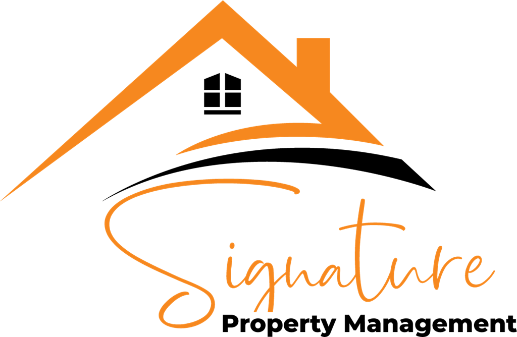 the logo for statewide property management with a house and a cross