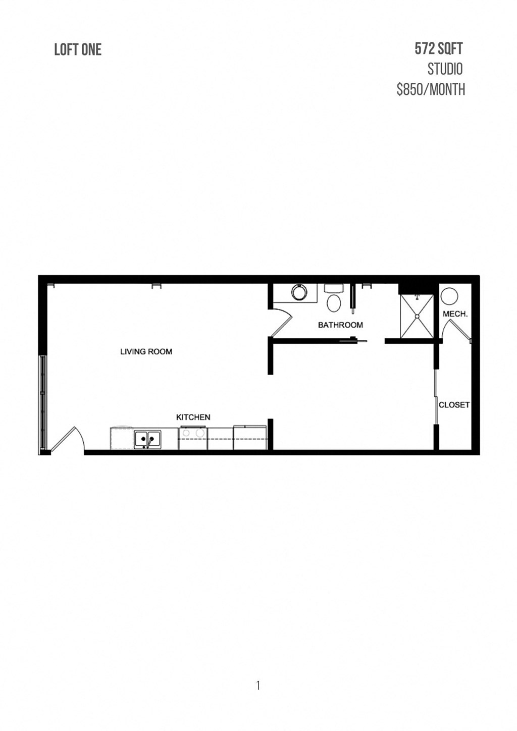 a floor plan of a 1 bedroom floor plan with a loft