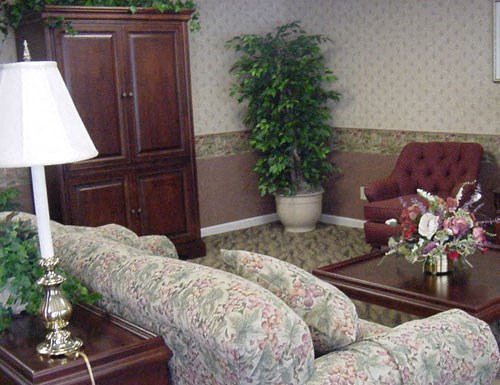 a living room with a couch and a table