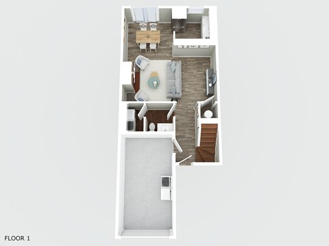 A floor plan of a one bedroom apartment.