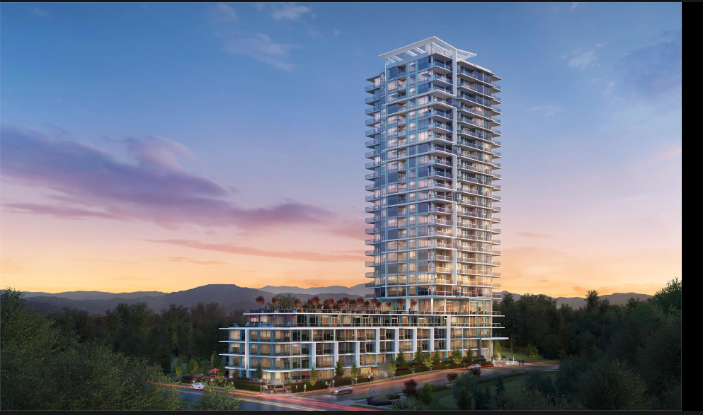 A tall, modern residential building is depicted in the image.