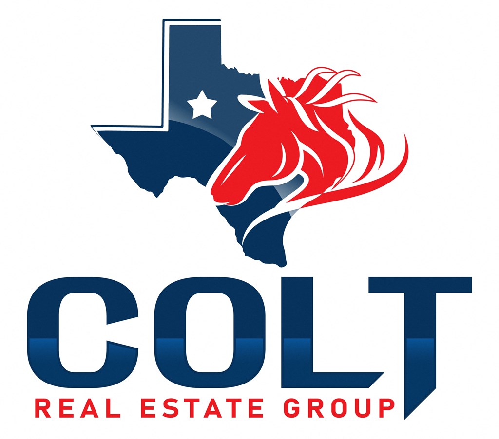 the logo of cold real estate group with the state and a horse