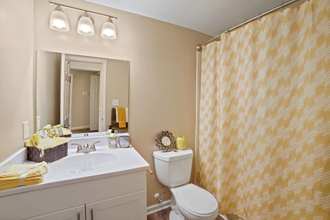 a bathroom with a shower and a toilet and a sink