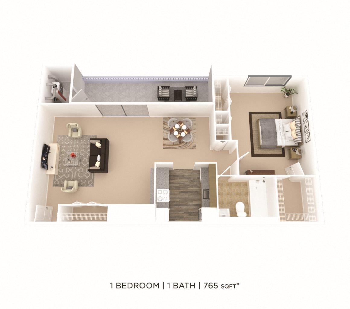 One Bedroom - 765 sqft