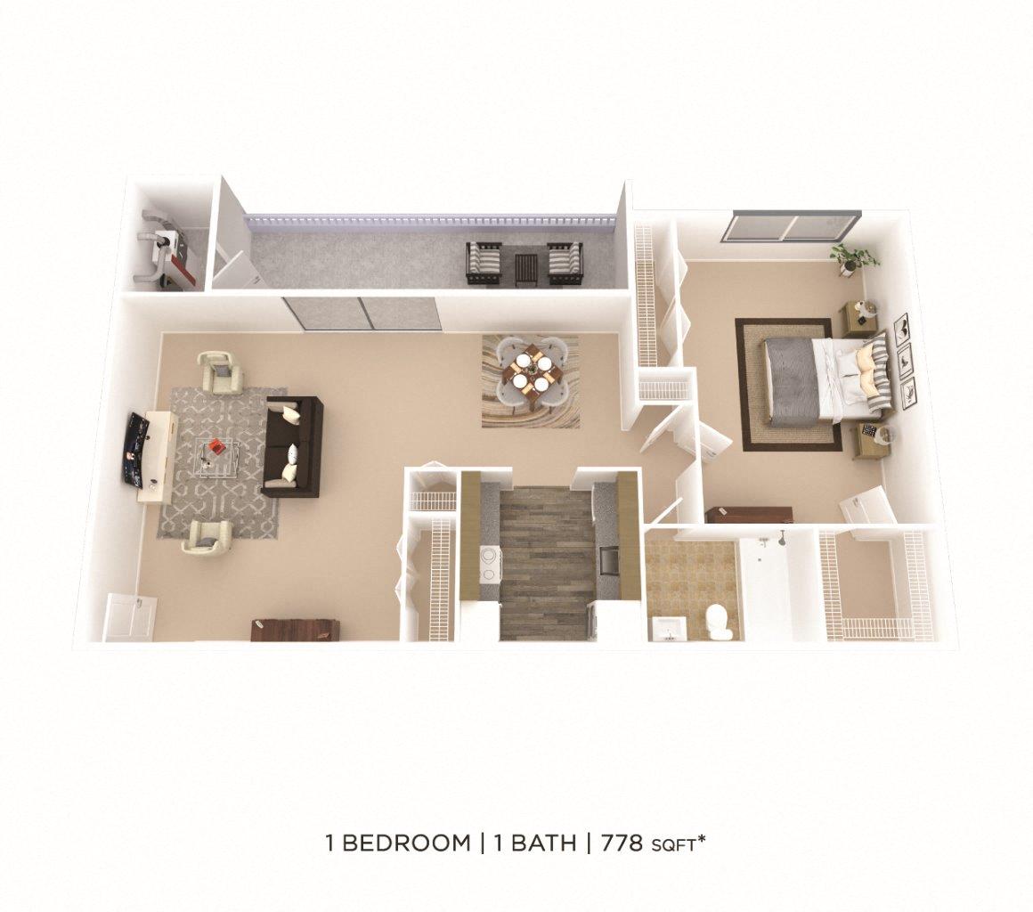One Bedroom - 778 sqft