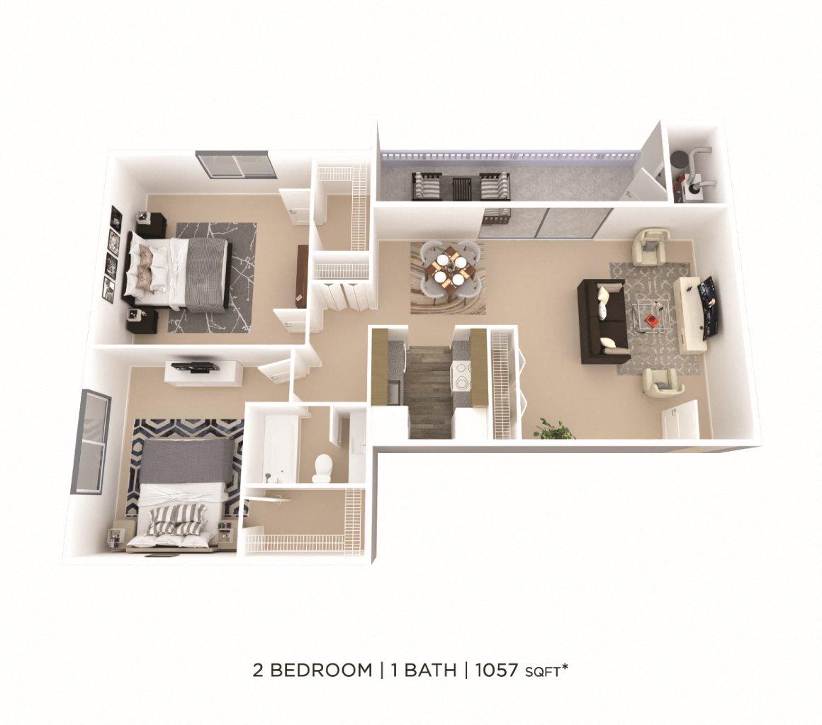 Two Bedroom - 1,057 sqft