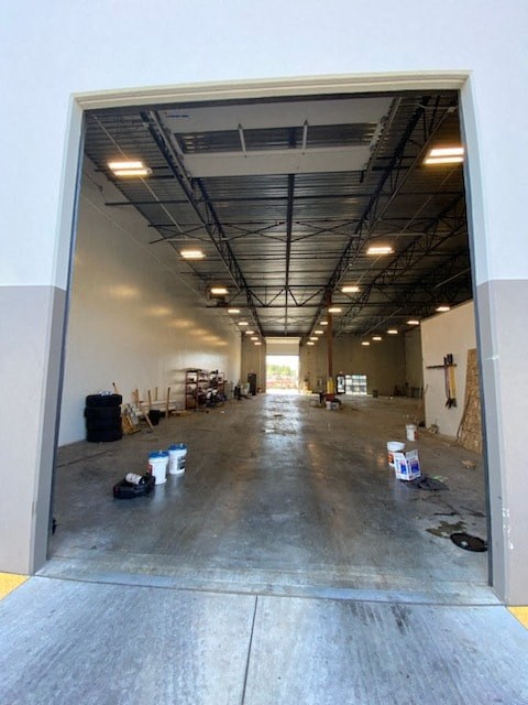 a large room with a large open door