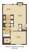 1 Bedroom 1 Bathroom Apartment with Garage