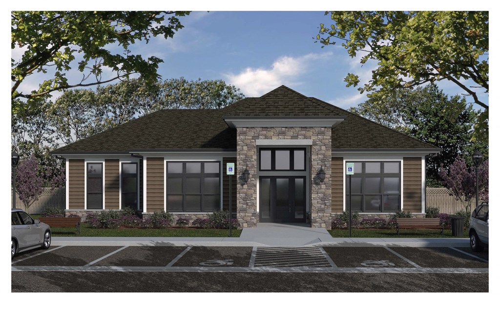 a rendering of a small house with a driveway