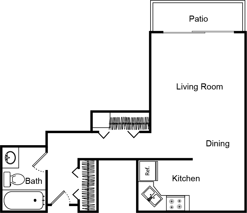 studio floor plan 483 square feet