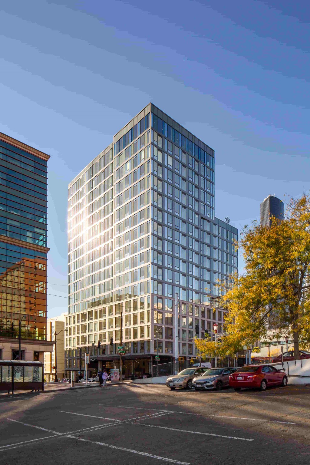 a rendering of a tall building in the city