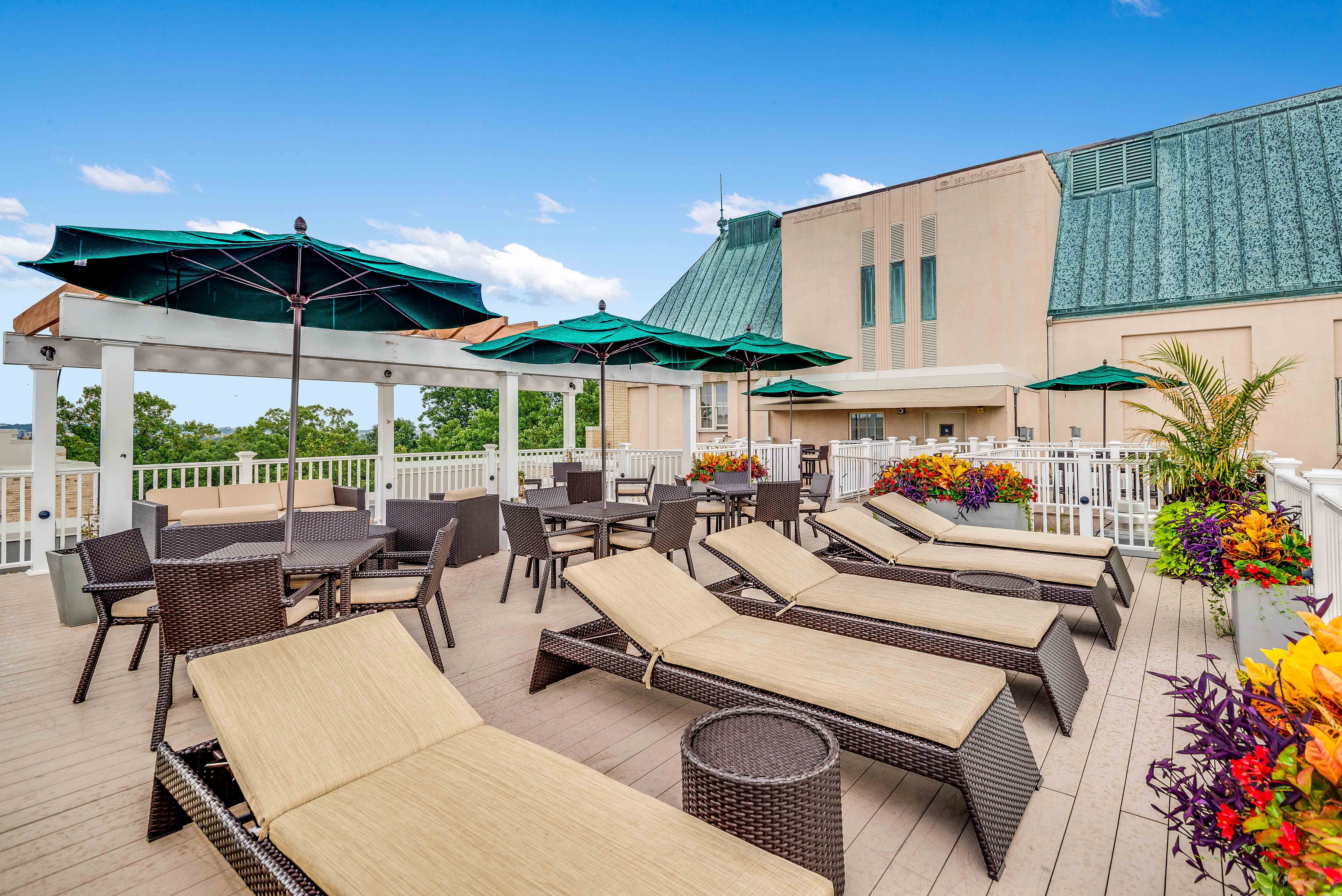 Rooftop deck with lounge chairs
