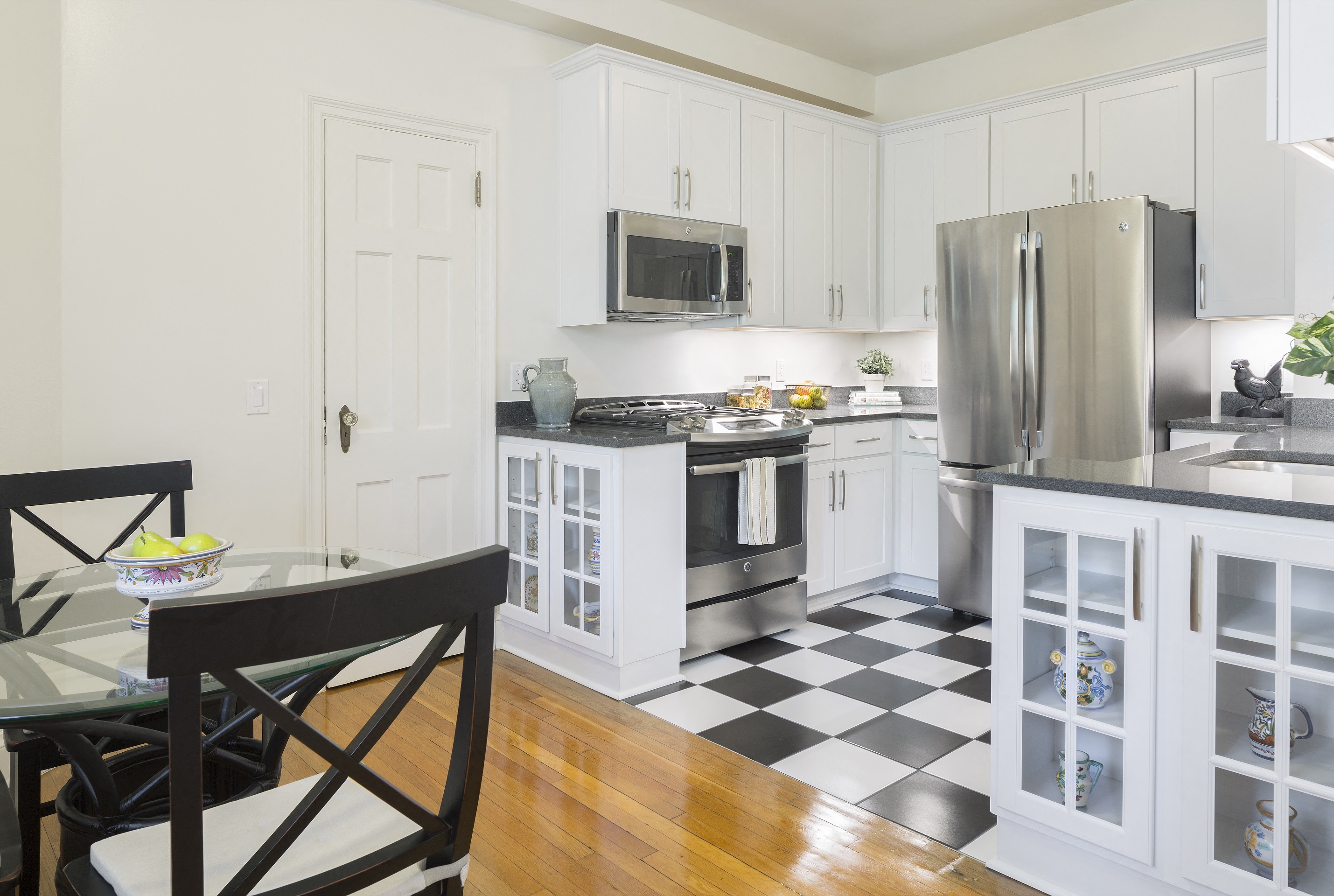 updated kitchen with stainless steel appliances