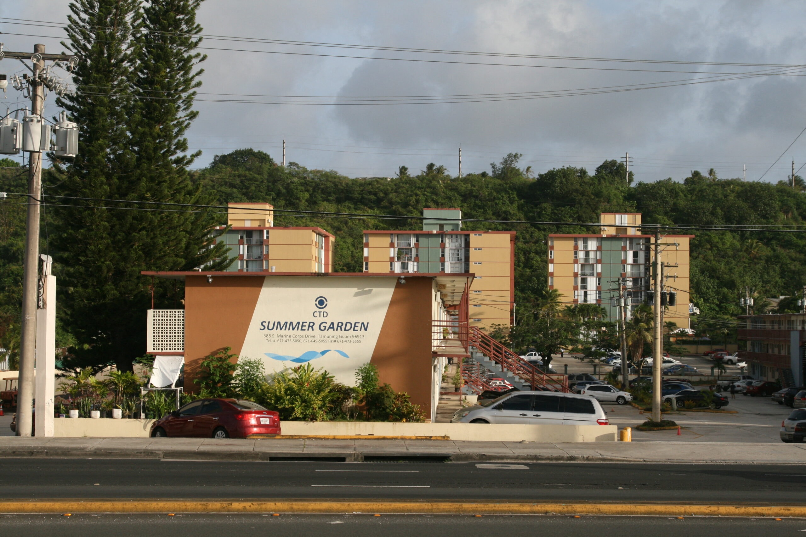 a view of the summer garden hotel from the street