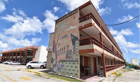 a building with a mural on the side of it