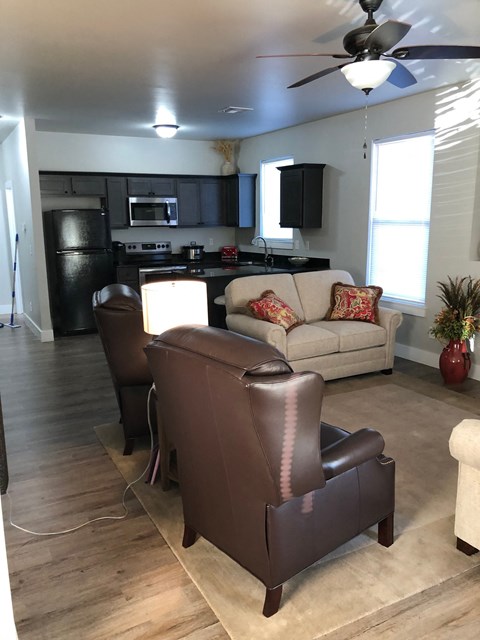 a view of the living room from the kitchen