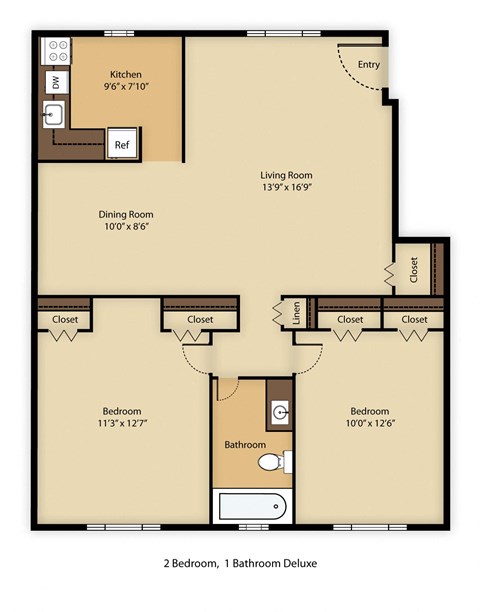 2 bed 1 bath A at Rivercrest Apartments, Piscataway , New Jersey