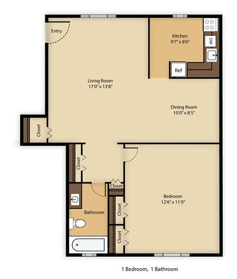1 bed 1 bath A at Rivercrest Apartments, Piscataway