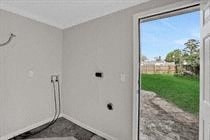 an empty room with a large window in it