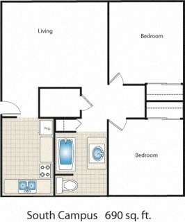 the plan of the floor plan of a studio apartment