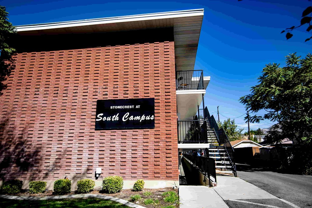 a building with a sign on the side of it