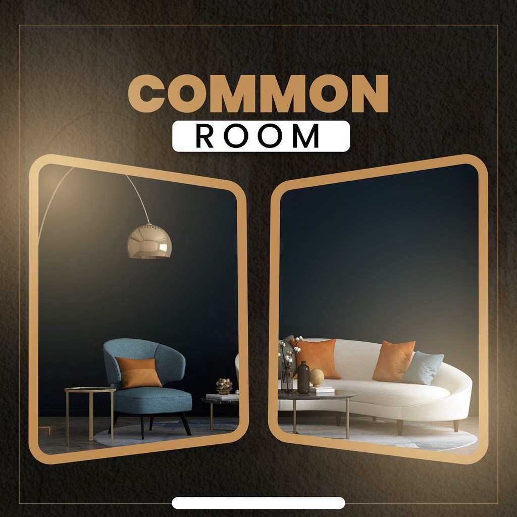 a common room with a couch and a chair