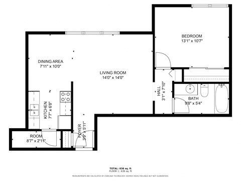 a floor plan of a house with a bedroom and a living room