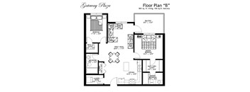 Floor Plan B - 2 Bedrooms, 2 Bathrooms