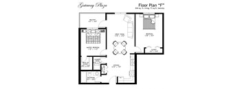 Floor Plan F - 2 Bedrooms, 1 Bathroom